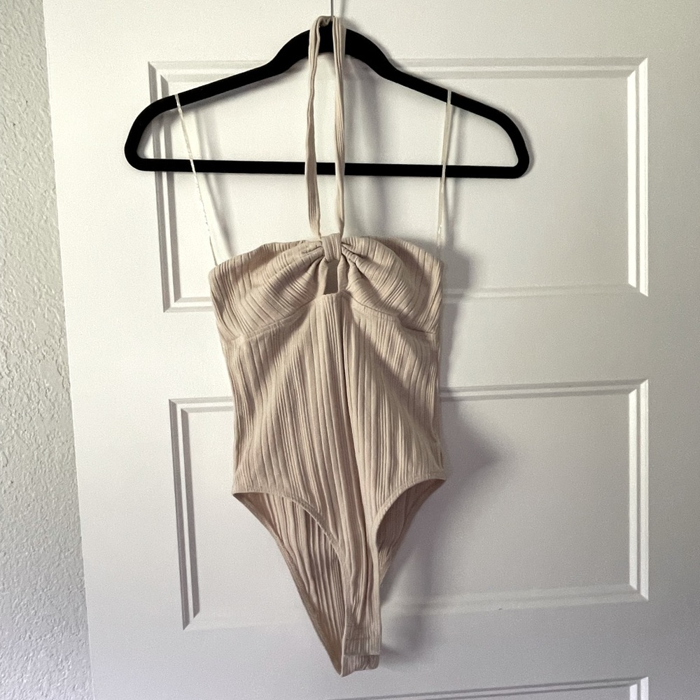 Cute cream ribbed bodysuit from Zara in Spain!